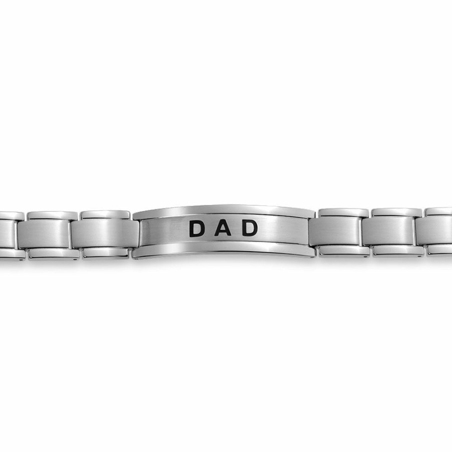 Shop Men Bling Jewelry Mens Bracelets & Id Bracelets | Dad Daddy Name Plated Bicycle Id Bracelet Father Stainless Steel