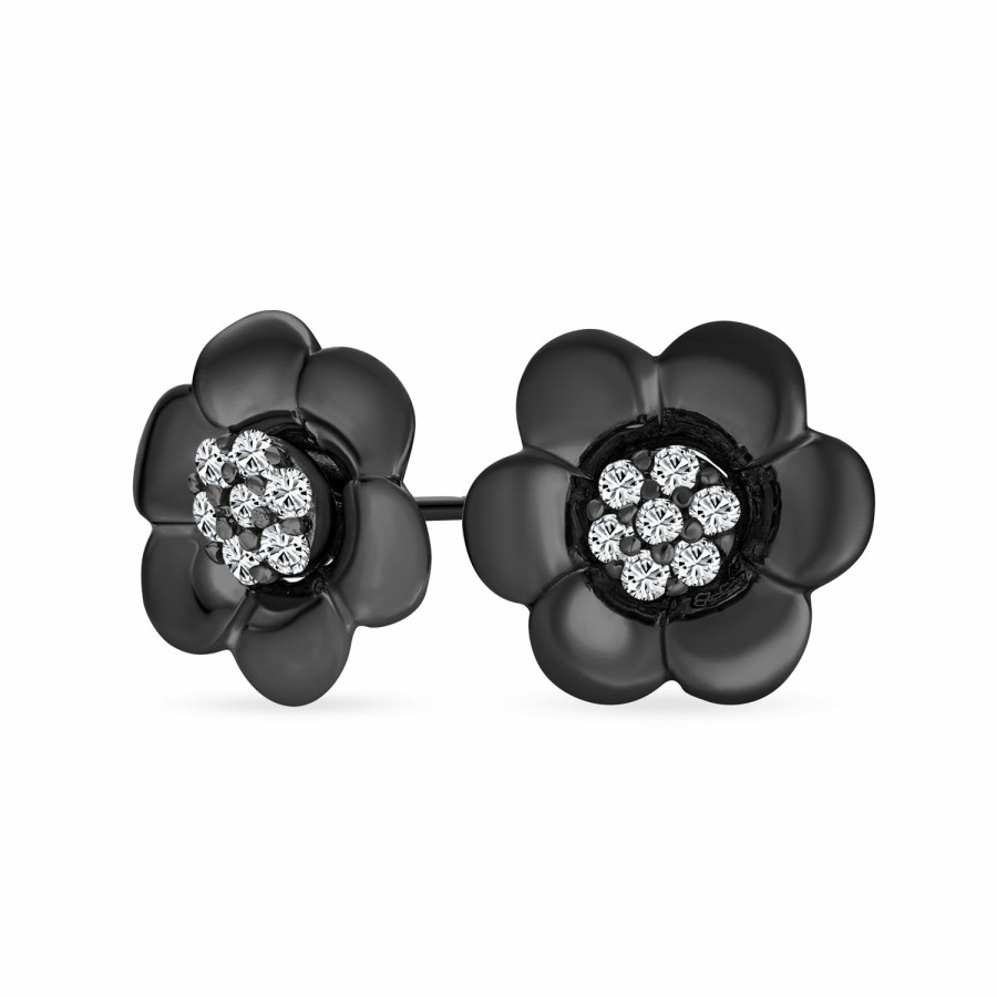 Shop Women Bling Jewelry | 2 In 1 Dainty Cz Stud Center Petal Flower Jacket Stud Earrings