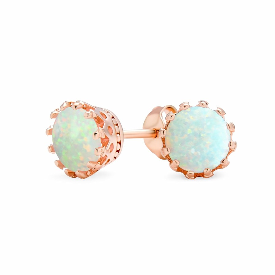 Shop Women Bling Jewelry Stud Earrings | Created Opal Crown Stud Earrings Gold Plated .925Sterling Silver