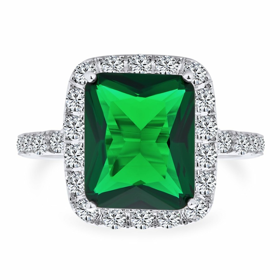 Shop Women Bling Jewelry Engagement Rings | Vintage 10 Or 5Ct Cz Estate Emerald Cut Statement Cocktail Ring