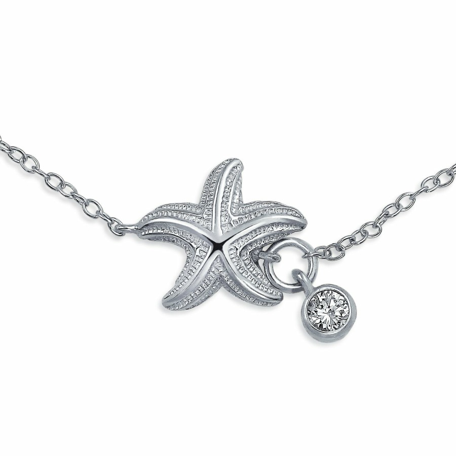 Shop Women Bling Jewelry Ankle Bracelets | Nautical Starfish Cz Anklet .925 Sterling Silver 9 To 10 Inch Extender