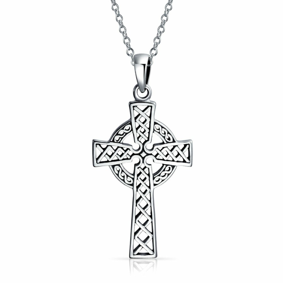 Shop Women Bling Jewelry Pendant Necklaces | Vintage Religious Infinity Trinity Celtic Cross Pendant 925