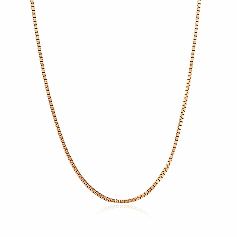 Shop Women Bling Jewelry Chains Necklaces | Thin Fine Box Chain .80Mm Necklace Rose Gold Plated Sterling Silver