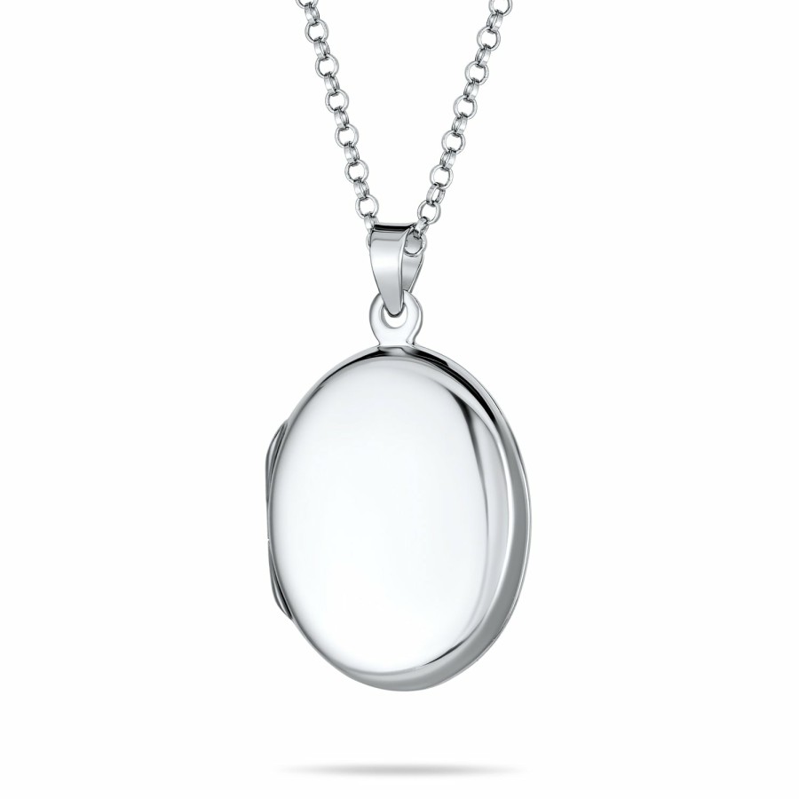 Shop Women Bling Jewelry Lockets | Plain Oval Photo Locket Hold Pictures Necklace Pendant Sterling Silver