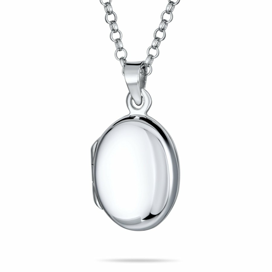 Shop Women Bling Jewelry Lockets | Plain Oval Photo Locket Hold Pictures Necklace Pendant Sterling Silver