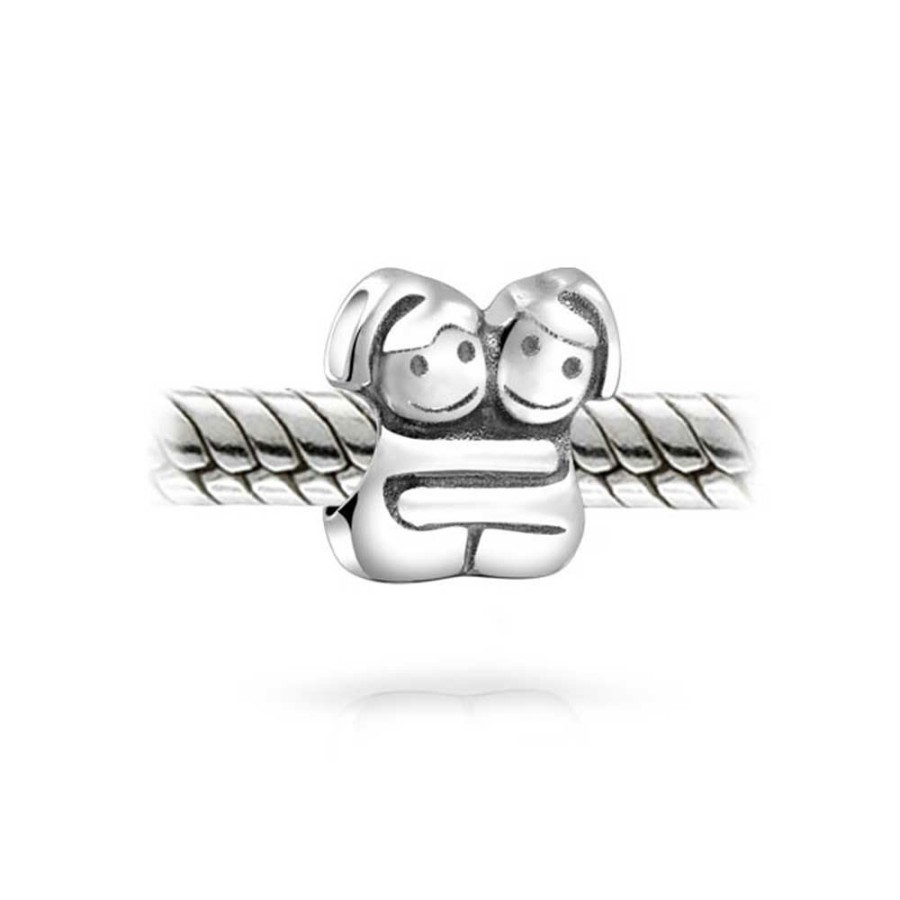 Shop Women Bling Jewelry Unique Charms | Bff Best Hugging Friends Forever Friendship Bead Charm Sterling Silver