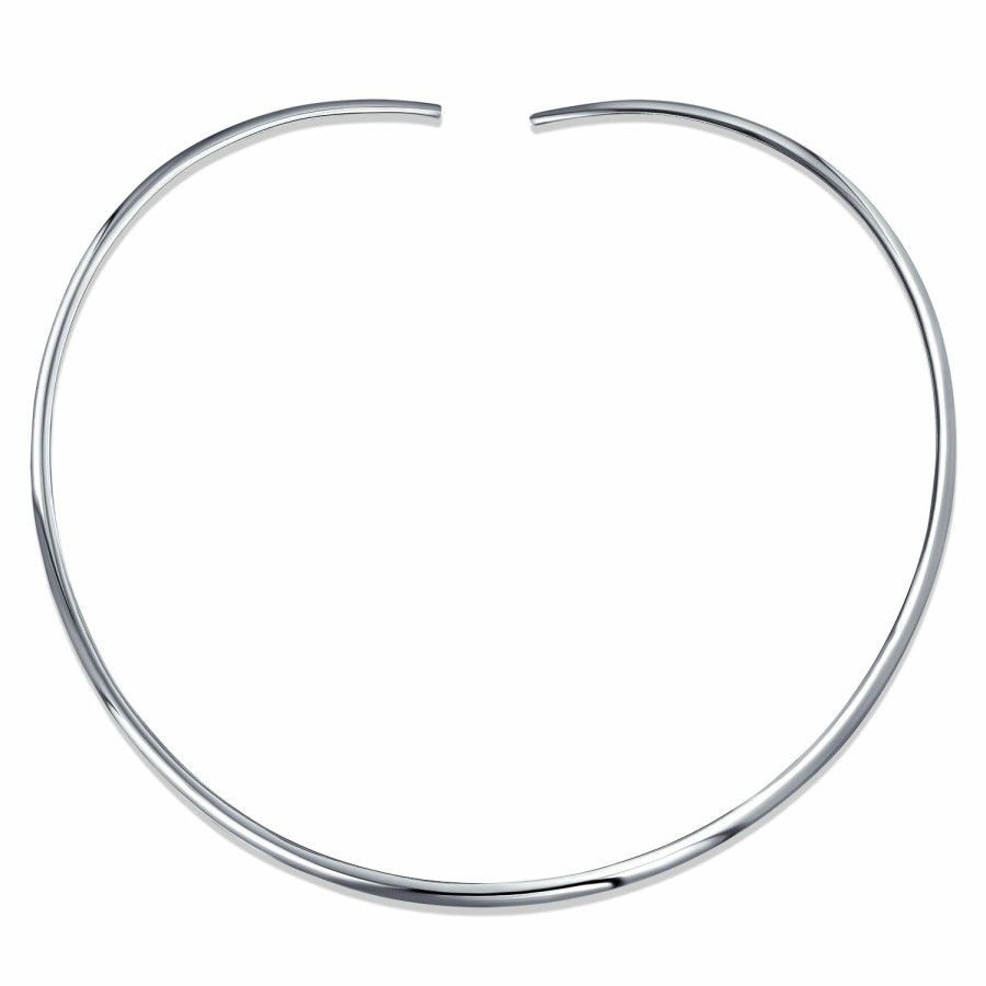 Shop Women Bling Jewelry Statement Necklaces | Classic Simple Slider Choker Collar Necklace Silver Sterling 2,3,8Mm