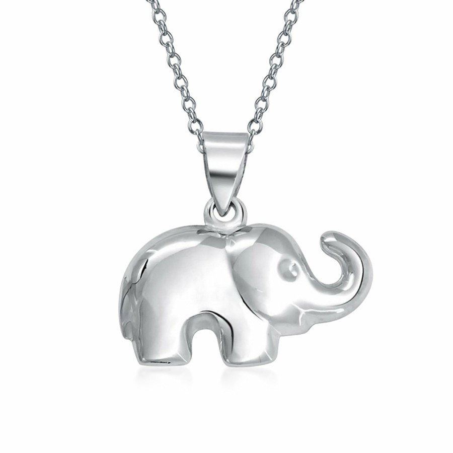 Shop Women Bling Jewelry Pendant Necklaces | Good Luck Animal Elephant Pendant Station Necklace 925 Sterling