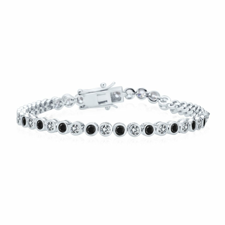 Shop Women Bling Jewelry Tennis Bracelets | 4Ct Bubble Tennis Bracelet Bezel Round Cz Gold Plated Sterling Silver