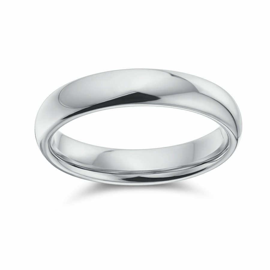 Shop Women Bling Jewelry Wedding Bands | Plain Simple .925 Sterling Dome Couples Wedding Band Ring 4Mm Silver