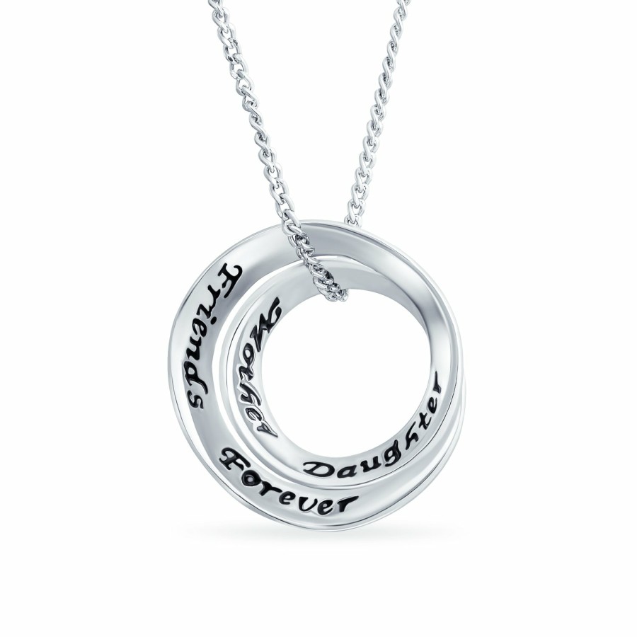 Shop Women Bling Jewelry | Mothers Day Gift Personalize Word Quote 2Pc Disc Pendant Necklace