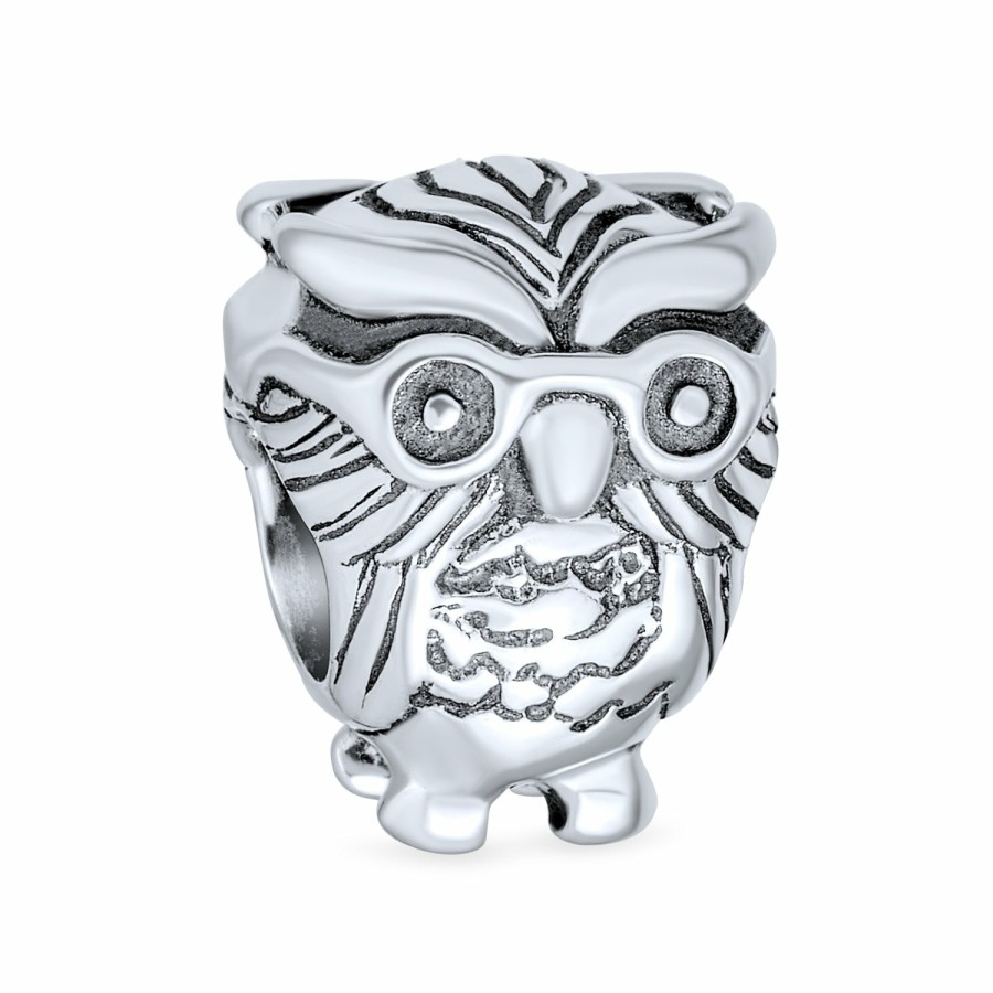 Shop Women Bling Jewelry Unique Charms | Wise Graduate Owl Bird Charm Bead .925 Sterling