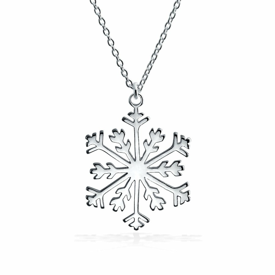 Shop Women Bling Jewelry Charm Bracelets | Classic Christmas Snowflake Dangle Pendant Earrings Sterling Leverback