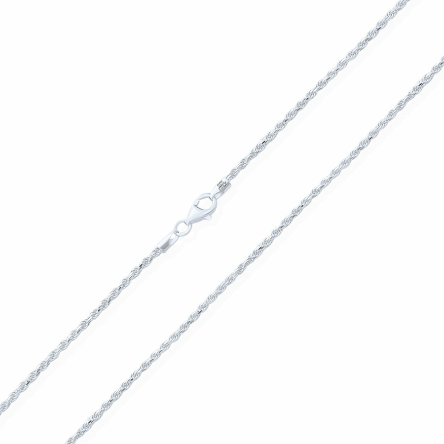 Shop Women Bling Jewelry Chains Necklaces | Rope Diamond Cut Link Chain 040 Gauge Sterling Silver Made In Italy