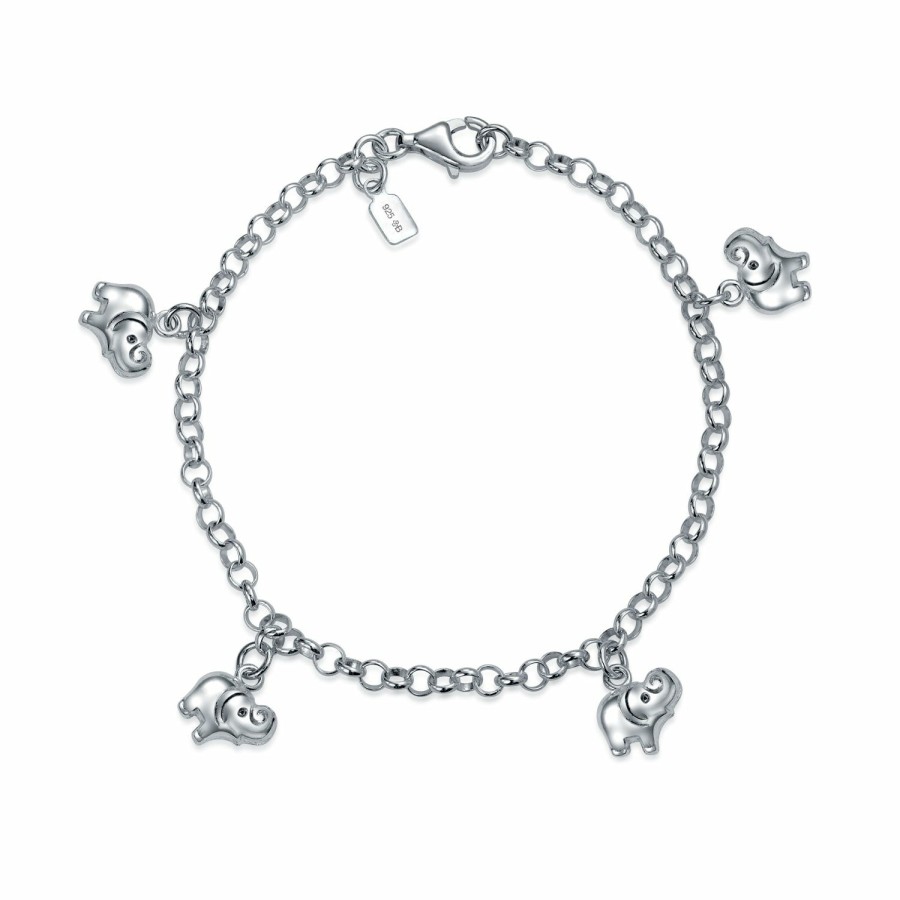 Shop Women Bling Jewelry | Enamel Dangling Good Luck Elephant Charm Bracelet .925 Sterling