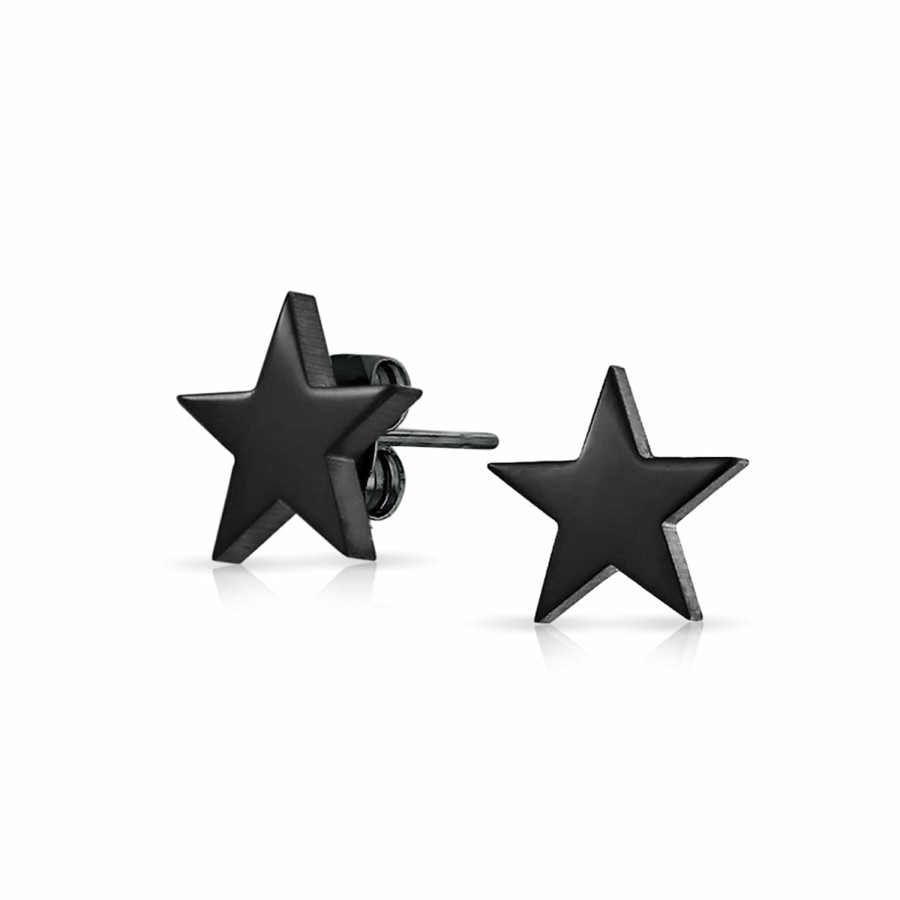 Shop Men Bling Jewelry Mens Earrings | Initial A-Z Patriotic Celestial Star Stud Earrings Stainless Steel 10Mm