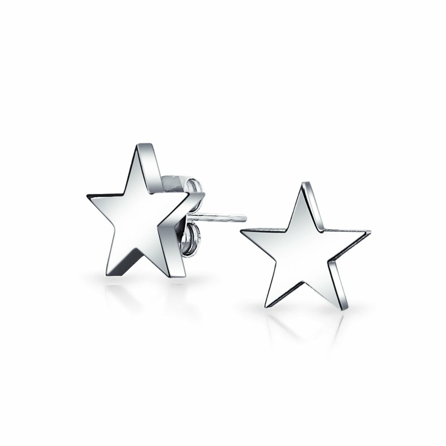 Shop Men Bling Jewelry Mens Earrings | Initial A-Z Patriotic Celestial Star Stud Earrings Stainless Steel 10Mm