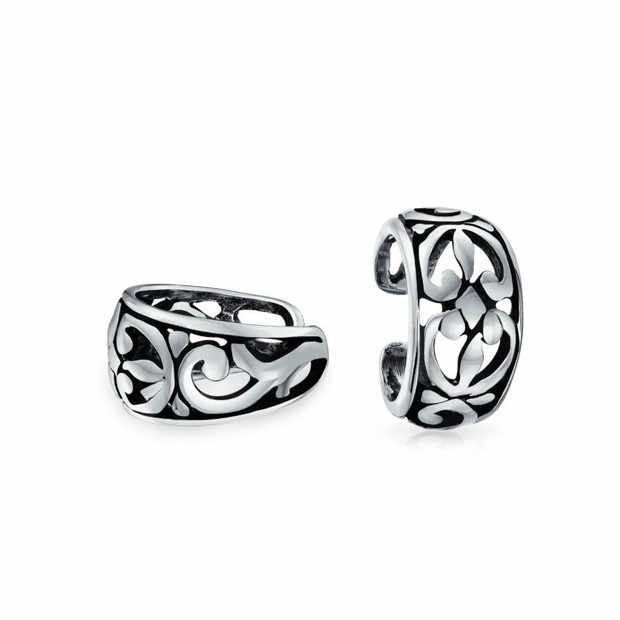 Shop Women Bling Jewelry Ear Cuffs, Cartilage Earrings | Celestial Sunflower Leaves Band Cartilage Ear Cuffs Earrings 925 Sterling