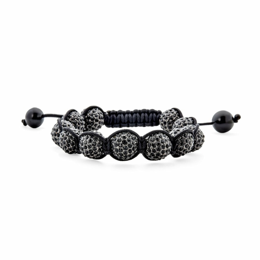 Shop Women Bling Jewelry Wrap Stretch Bracelets | Blue Pave Crystal Ball Shamballa Inspired Bracelet Cord