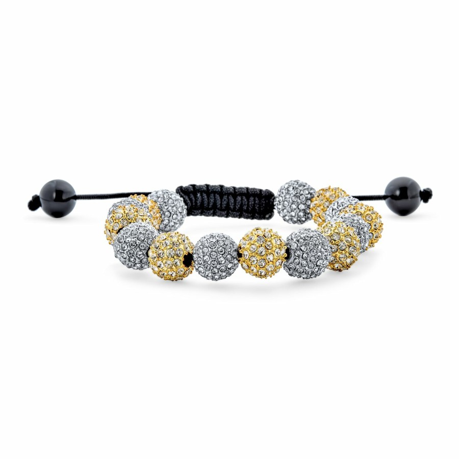 Shop Women Bling Jewelry Wrap Stretch Bracelets | Blue Pave Crystal Ball Shamballa Inspired Bracelet Cord