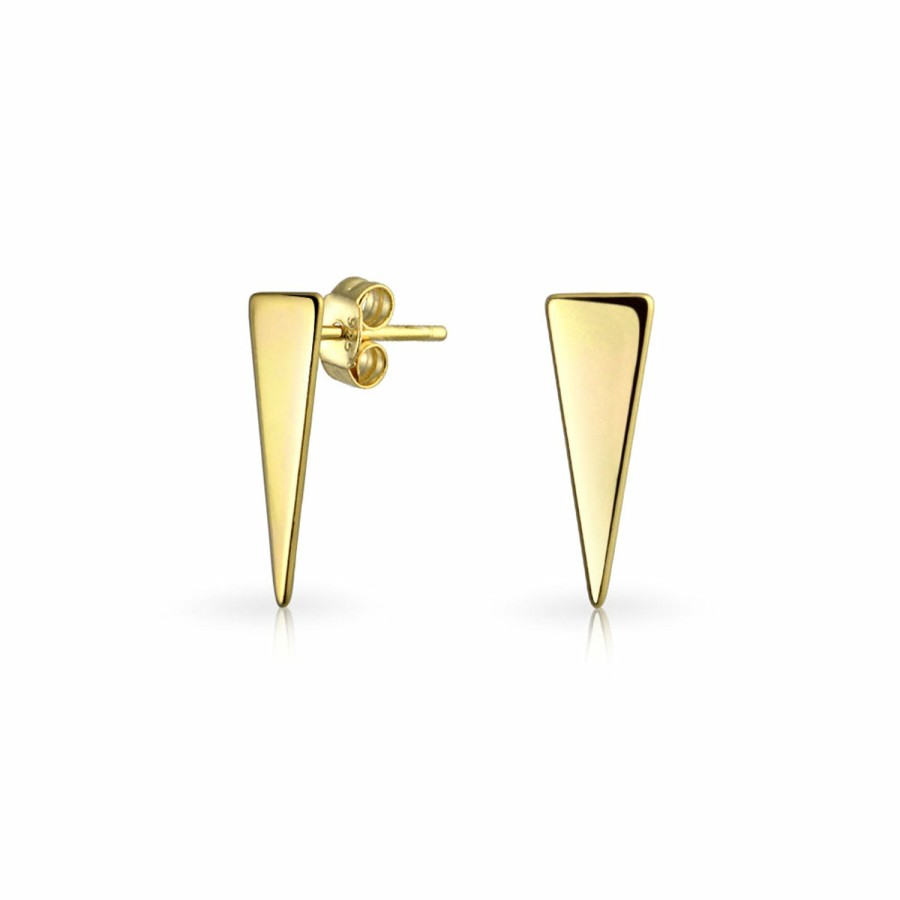 Shop Women Bling Jewelry Stud Earrings | Geometric Triangle Arrow Stud Earrings Gold Plated Sterling