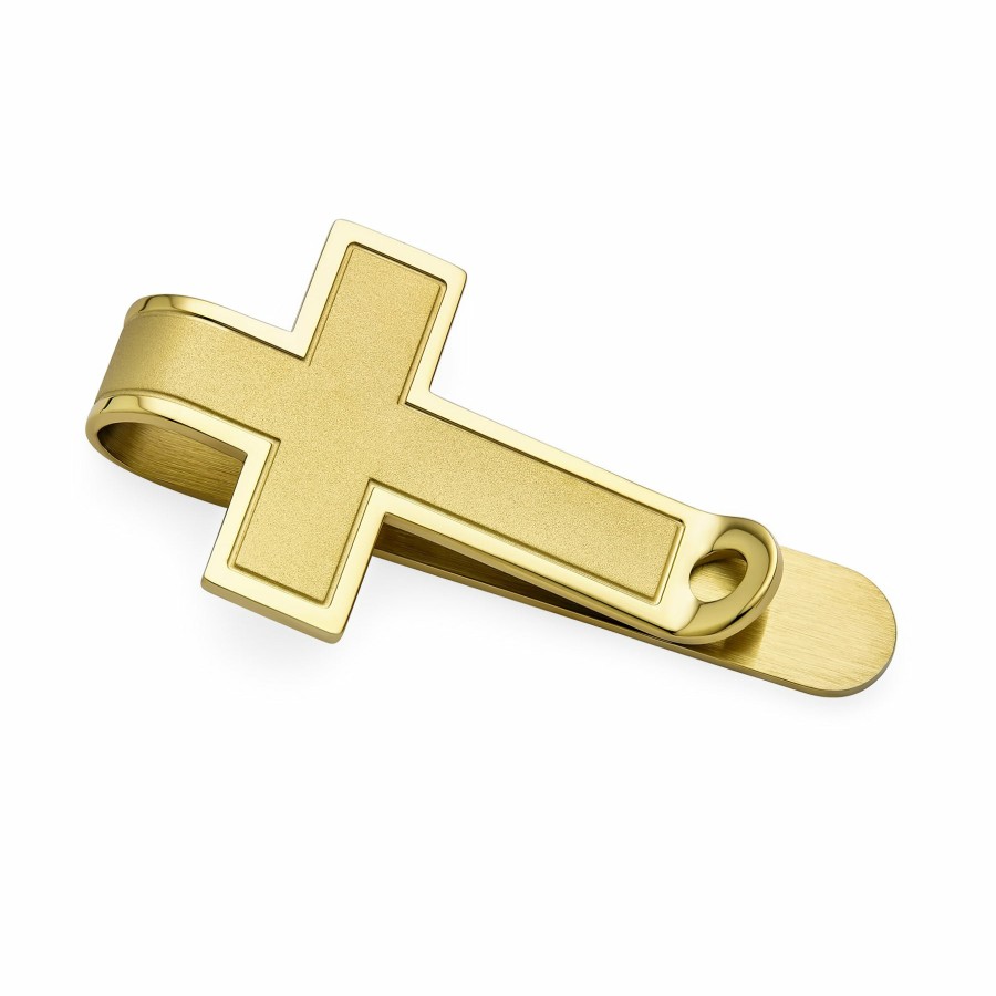 Shop Men Bling Jewelry Mens Engravable Accessories | Religious Cross Shape Money Clip Silver Gold Stainless Steel