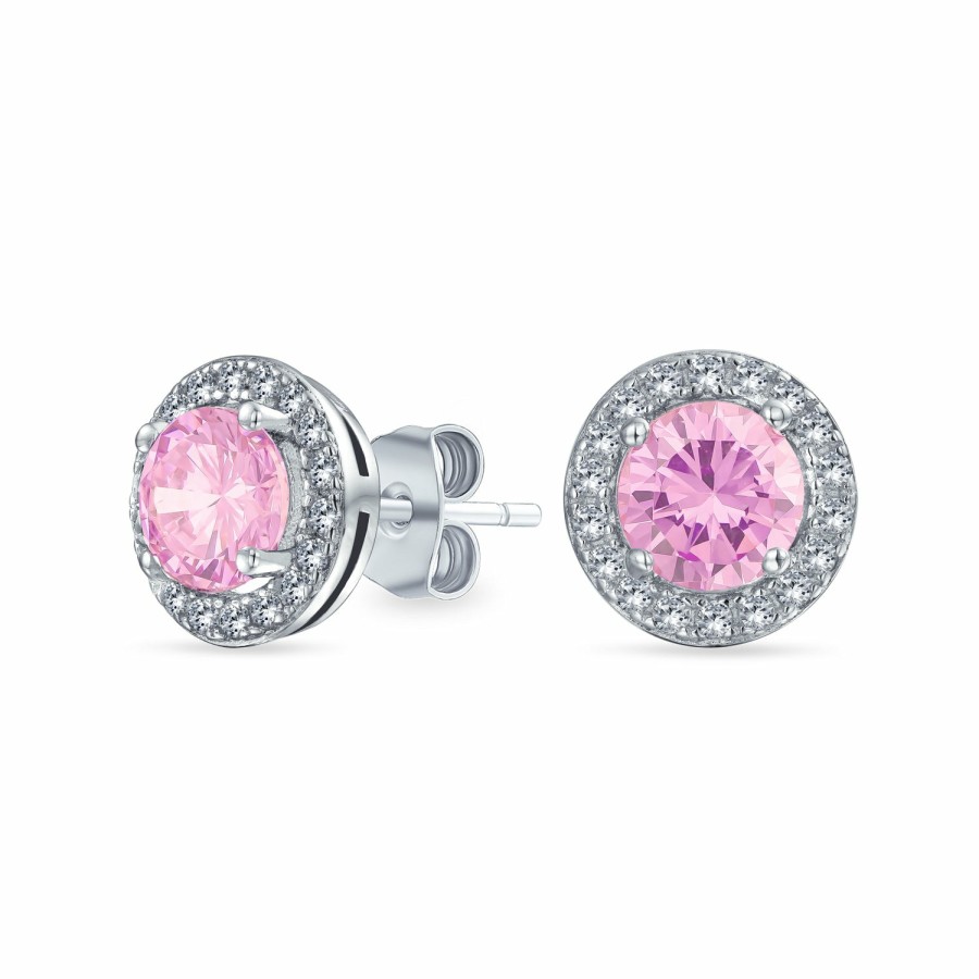 Shop Women Bling Jewelry Stud Earrings | 1Ct Brilliant Cut Solitaire Halo Cz Stud Earrings Sterling Silver