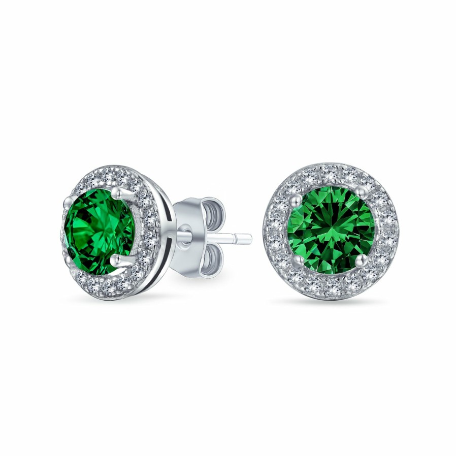 Shop Women Bling Jewelry Stud Earrings | 1Ct Brilliant Cut Solitaire Halo Cz Stud Earrings Sterling Silver