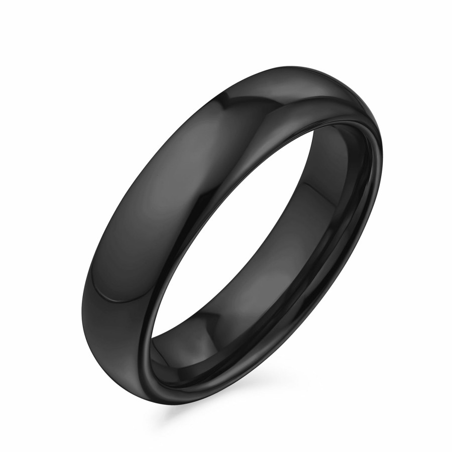 Shop Men Bling Jewelry Mens Rings | Plain Dome Couples Wedding Band Polish Titanium Rings 5Mm