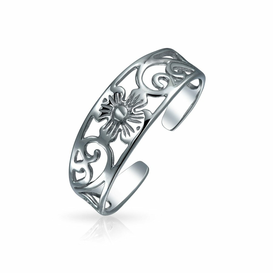 Shop Women Bling Jewelry Engravable Rings | Nature Leaves, Vines, Sunflower, Daisy, Rose Flower Band Toe Ring