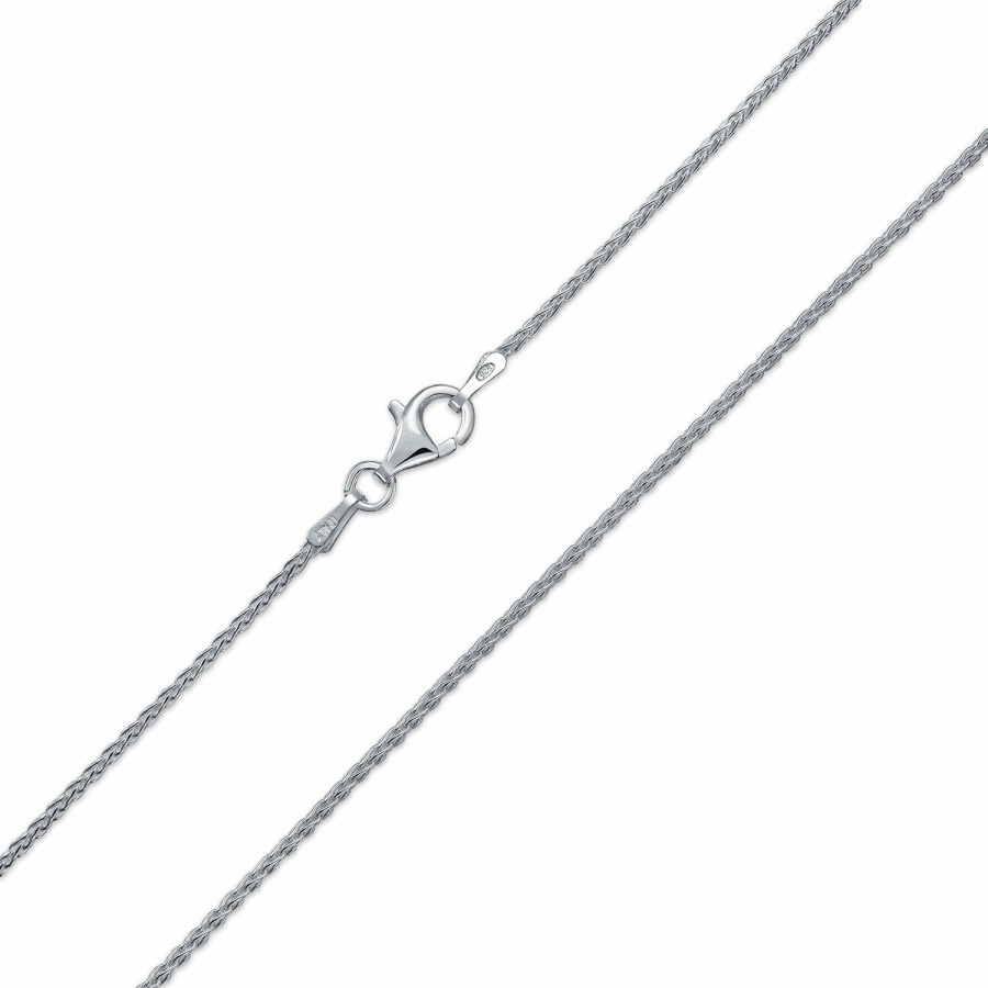 Shop Women Bling Jewelry Chains Necklaces | Spiga Wheat Chain 030 Gauge Sterling Silver Made Italy 16 18 20 24 30"