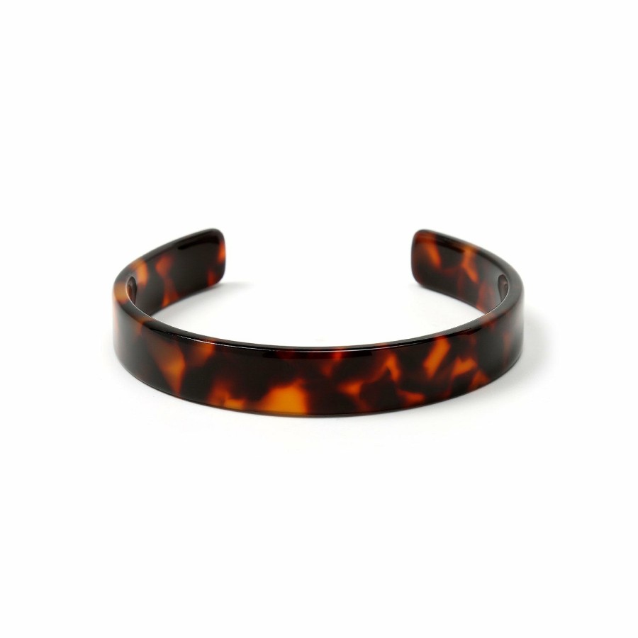 Shop Women Bling Jewelry Cuff Bangle Bracelets | Fashion Brown Golden Acrylic Tortoise Shell Wide Cuff Bangle Bracelet