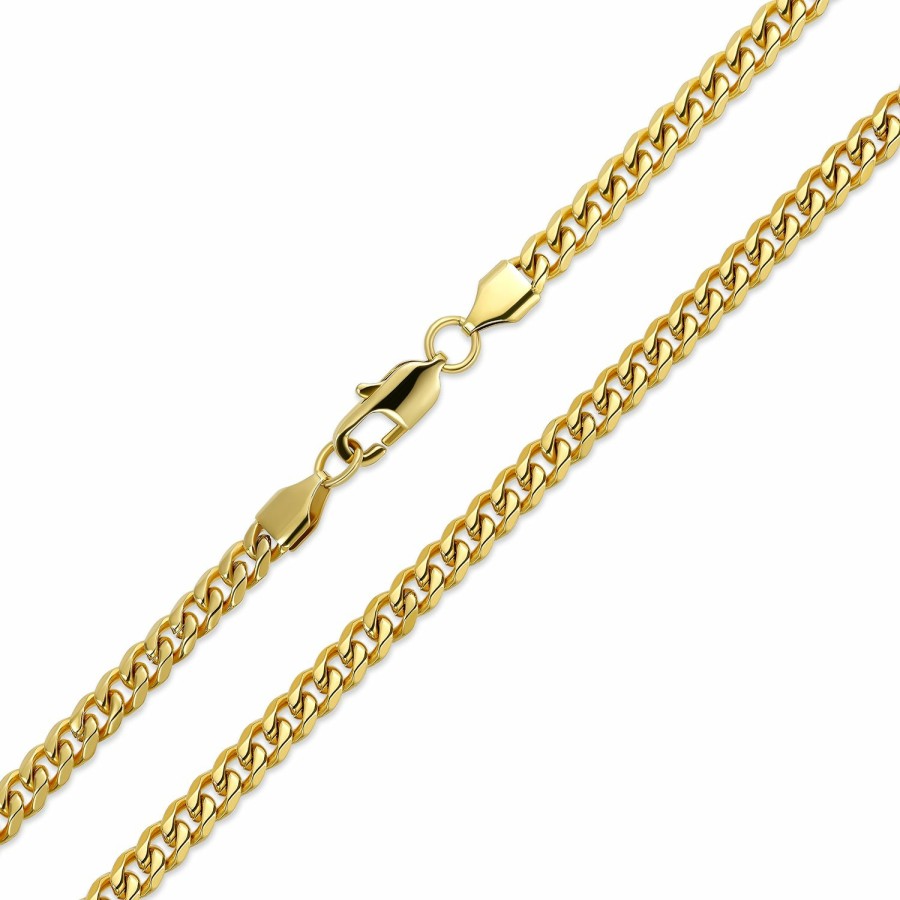 Shop Men Bling Jewelry Mens Necklace Chains | Mens 8Mm Curb Cuban Chain Necklace Gold Silver Stainless Steel 24 30"