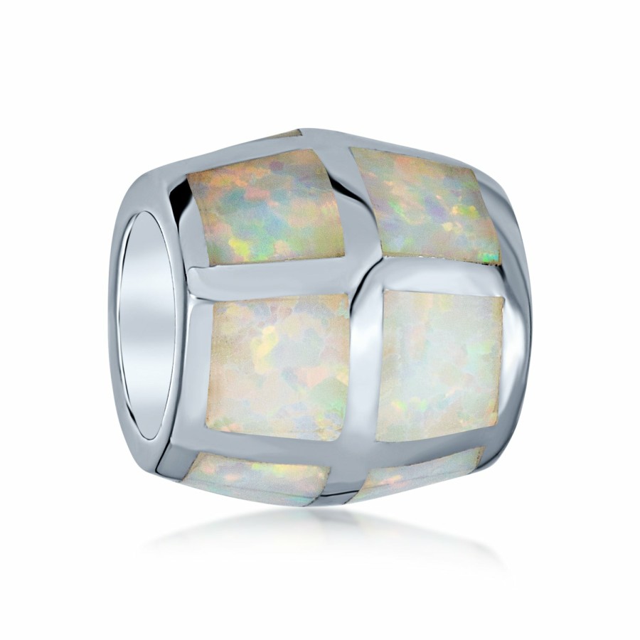 Shop Women Bling Jewelry Love Heart Beads | Geometric Created Opal Bff Charm Bead .925 Silver