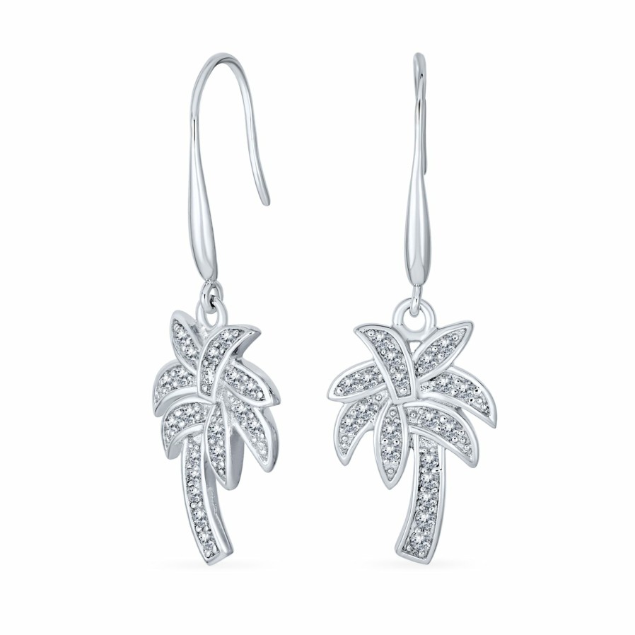 Shop Women Bling Jewelry Dangle Drop Earrings | Cz Cubic Zirconia Palm Tree Earrings Pendant Anklet .925 Sterling