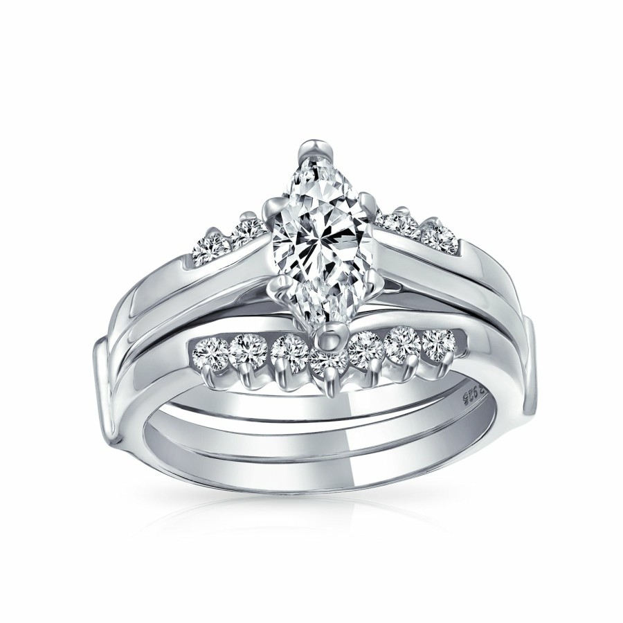 Shop Women Bling Jewelry Engagement Rings | 2.5-1Ct Solitaire Marquise Cz Engagement Ring Set .925Sterling