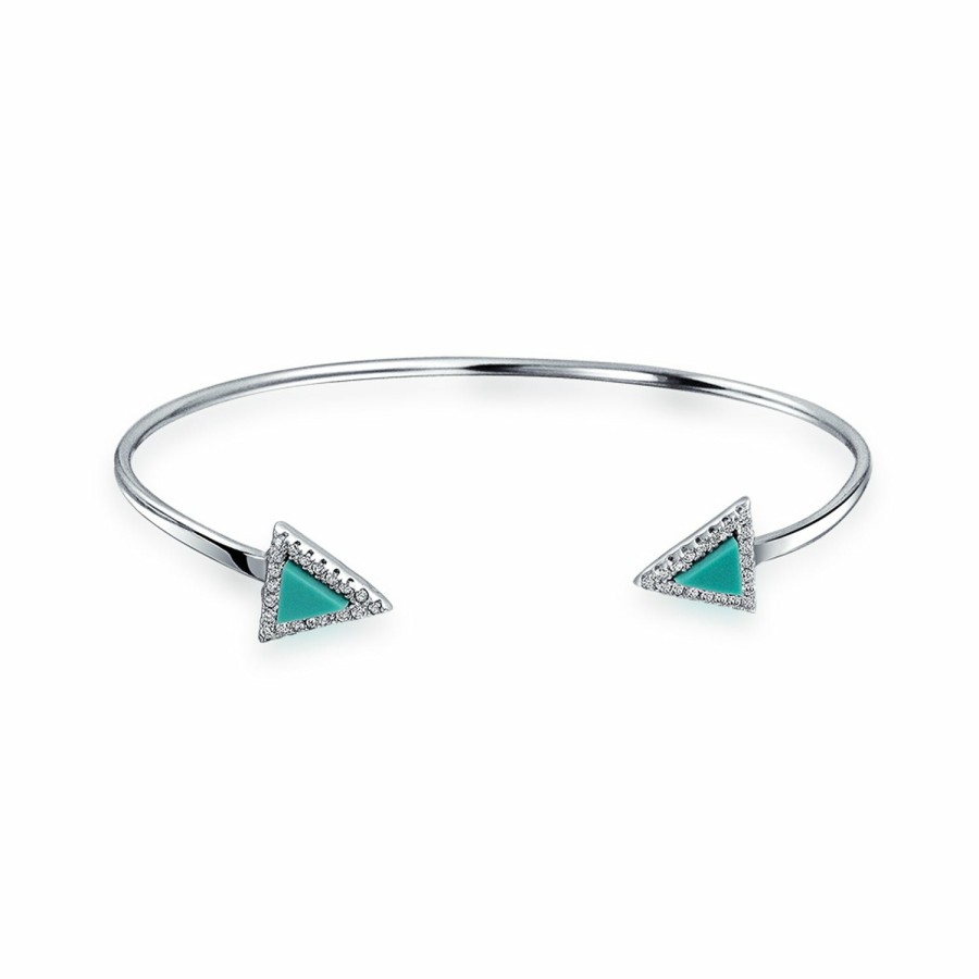 Shop Women Bling Jewelry Delicate Bracelets | Arrow Turquoise Tips Bangle Cuff Western Bracelet .925Sterling Silver