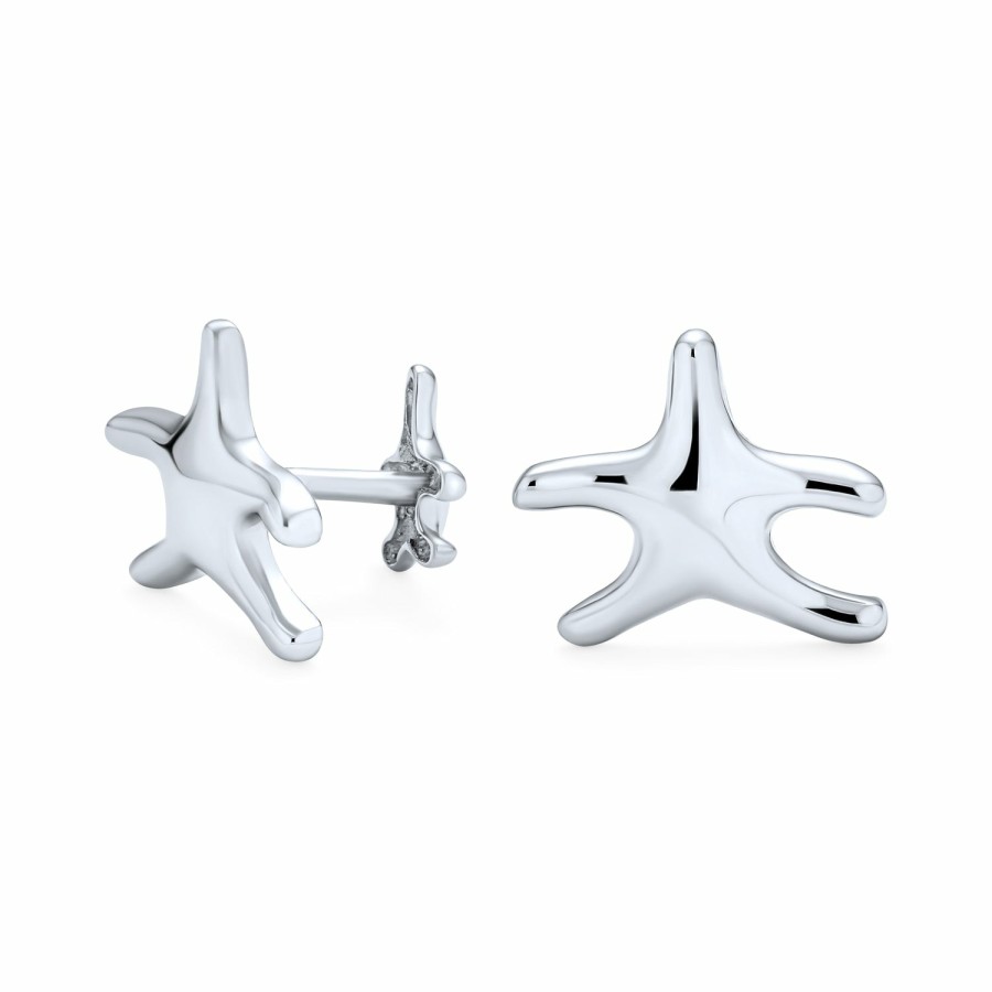 Shop Men Bling Jewelry Cufflinks | Starfish French Style Fixed Backing Shirt Cufflinks Sterling Silver