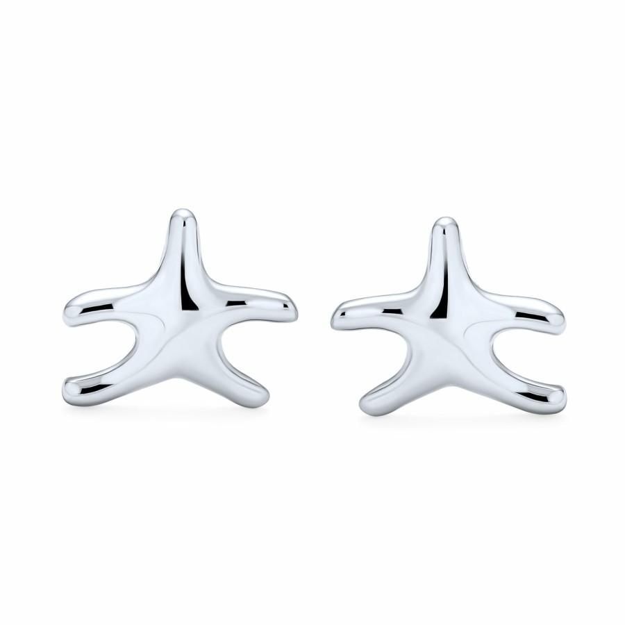 Shop Men Bling Jewelry Cufflinks | Starfish French Style Fixed Backing Shirt Cufflinks Sterling Silver