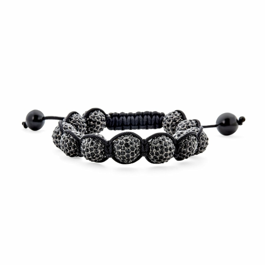 Shop Men Bling Jewelry Mens Bracelets & Id Bracelets | Blue Pave Crystal Ball Shamballa Inspired Bracelet Cord