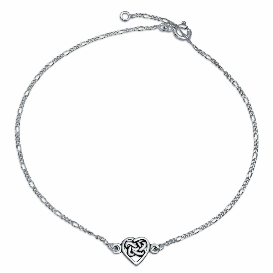 Shop Women Bling Jewelry Delicate Bracelets | Celtic Triquetra Knot Heart Anklet Ankle Bracelet Sterling Silver