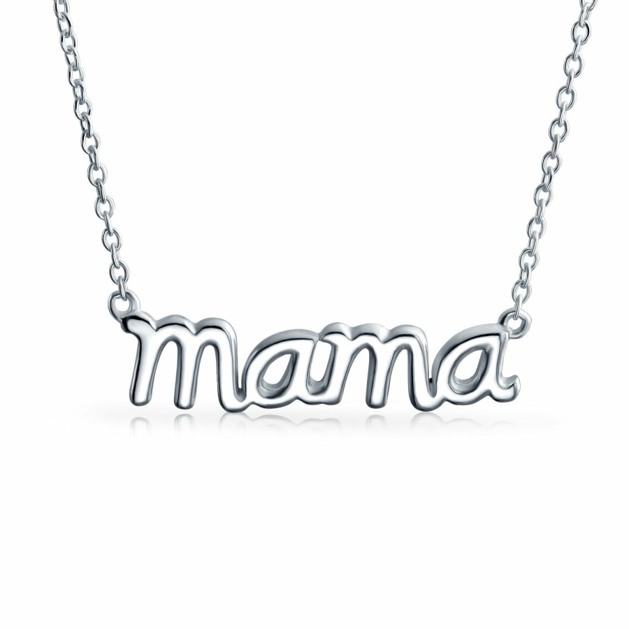 Shop Women Bling Jewelry Pendant Necklaces | Mama Word Pendant Necklace Mother Plated .925Sterling