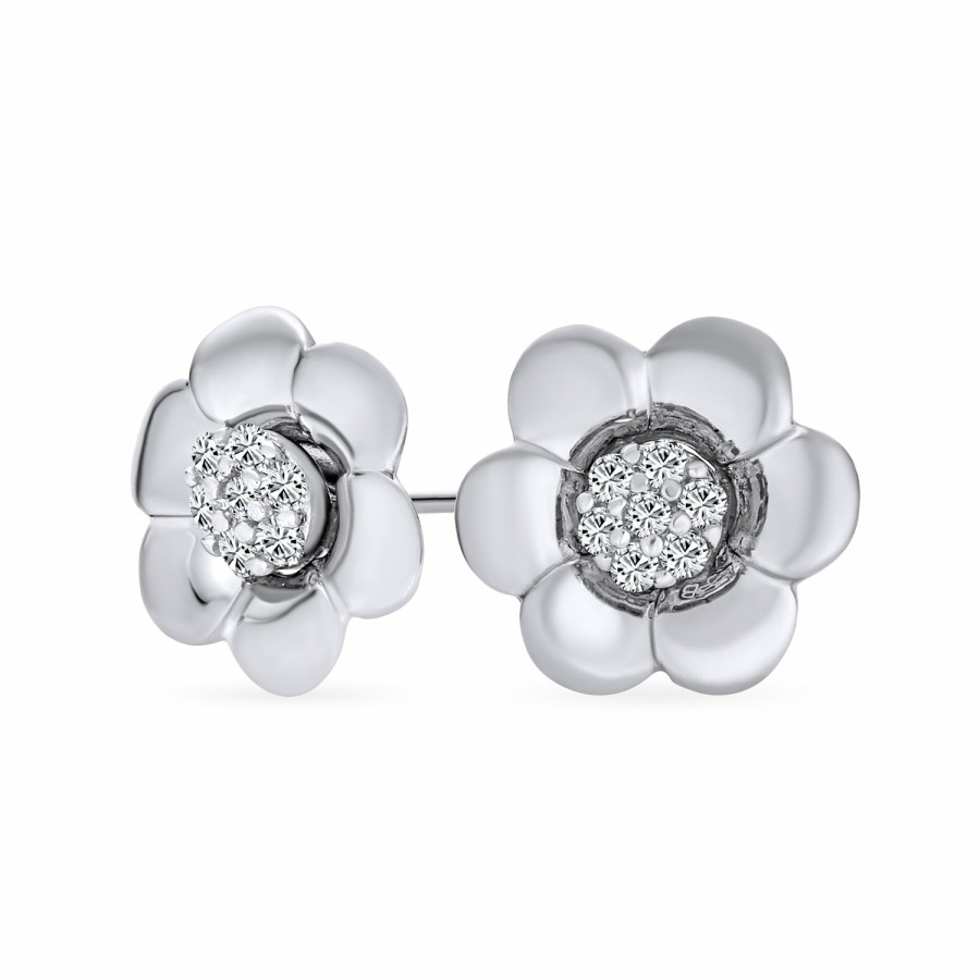 Shop Women Bling Jewelry Stud Earrings | 2 In 1 Dainty Cz Stud Center Petal Flower Jacket Stud Earrings