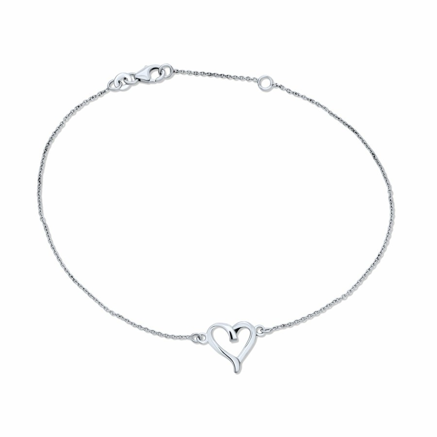 Shop Women Bling Jewelry Ankle Bracelets | Romantic Stacking Heart Anklet Ankle Bracelet .925 Adjustable