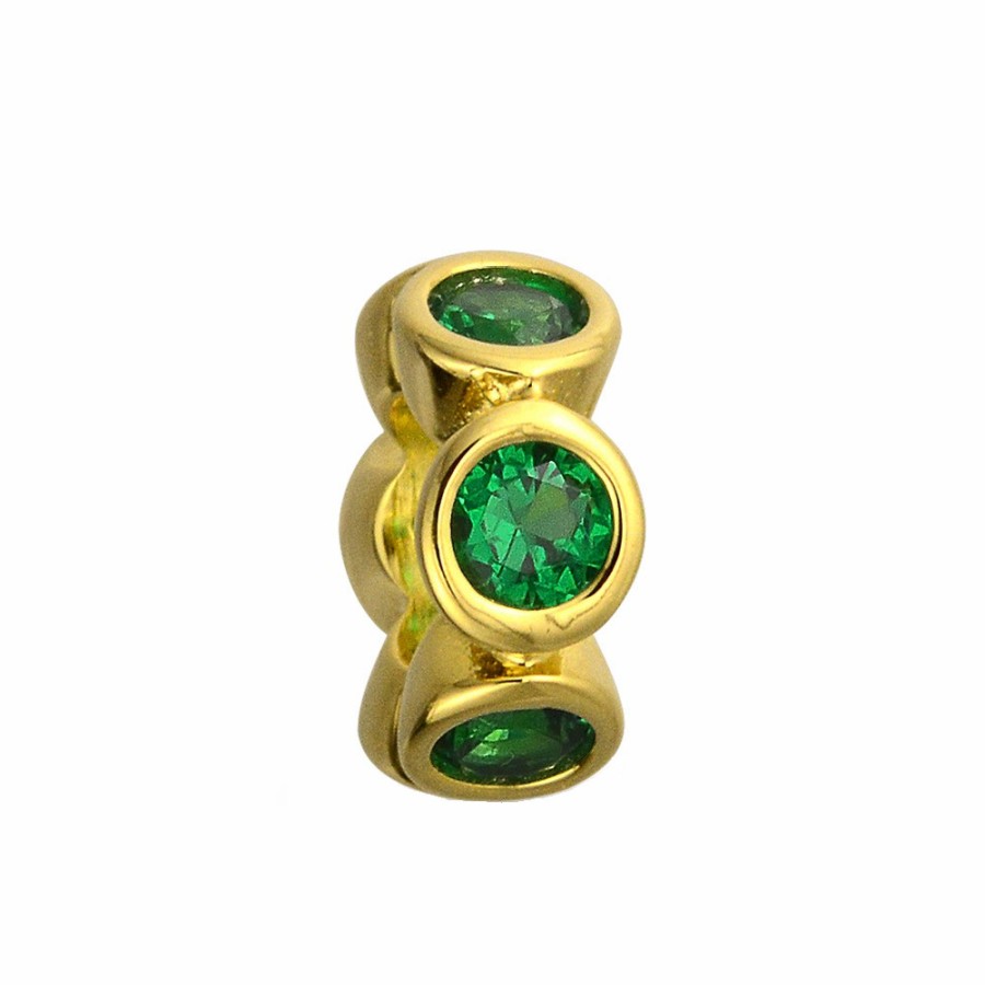 Shop Women Bling Jewelry Birthstone Beads | Cz Flower Thin Spacer Charm Bead Plated Gold.925