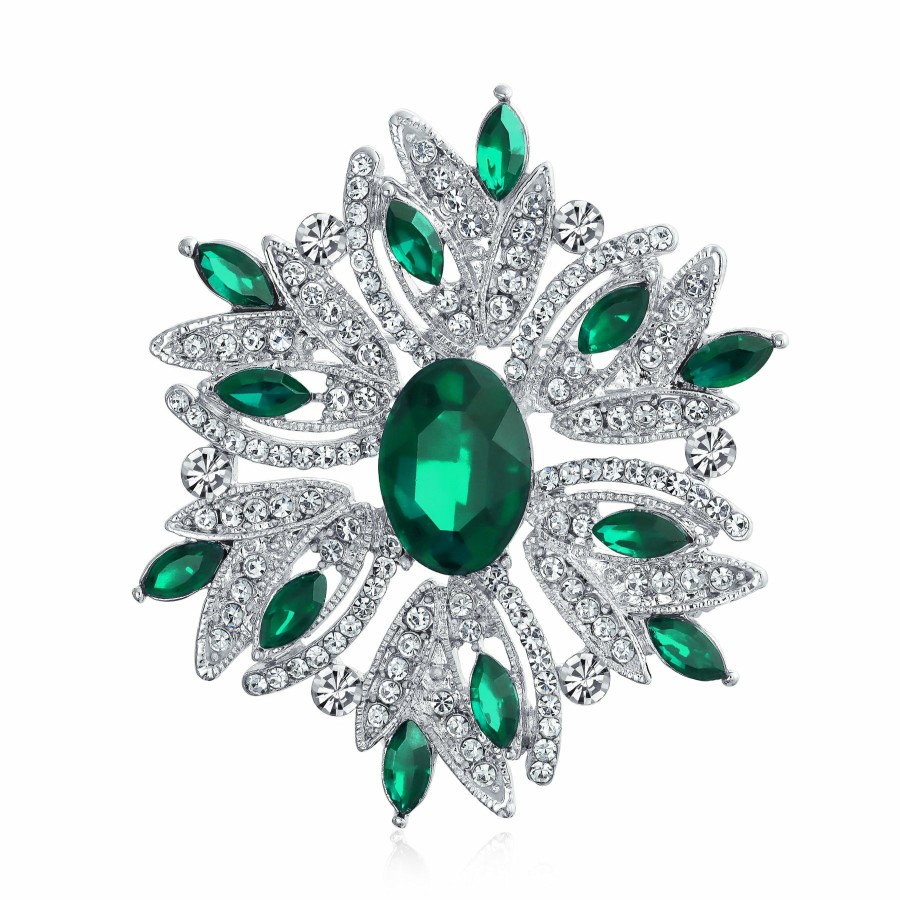 Shop Women Bling Jewelry Pins & Brooches | Large Statement Vintage Style Crystal Flower Brooch Pin