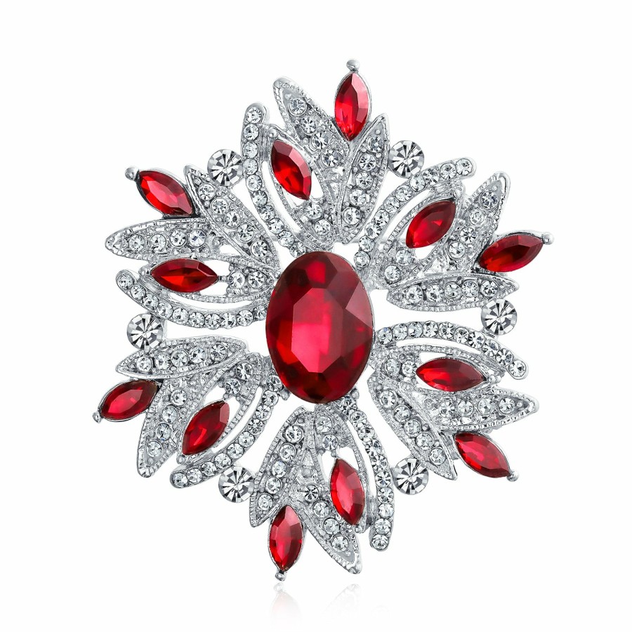 Shop Women Bling Jewelry Pins & Brooches | Large Statement Vintage Style Crystal Flower Brooch Pin