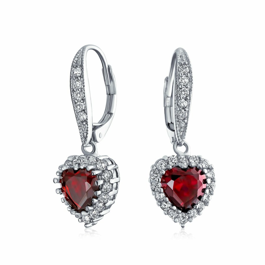 Shop Women Bling Jewelry Dangle Drop Earrings | 4Ct Aaa Cz Bridal Halo Heart Shape Dangle Lever Back Earrings