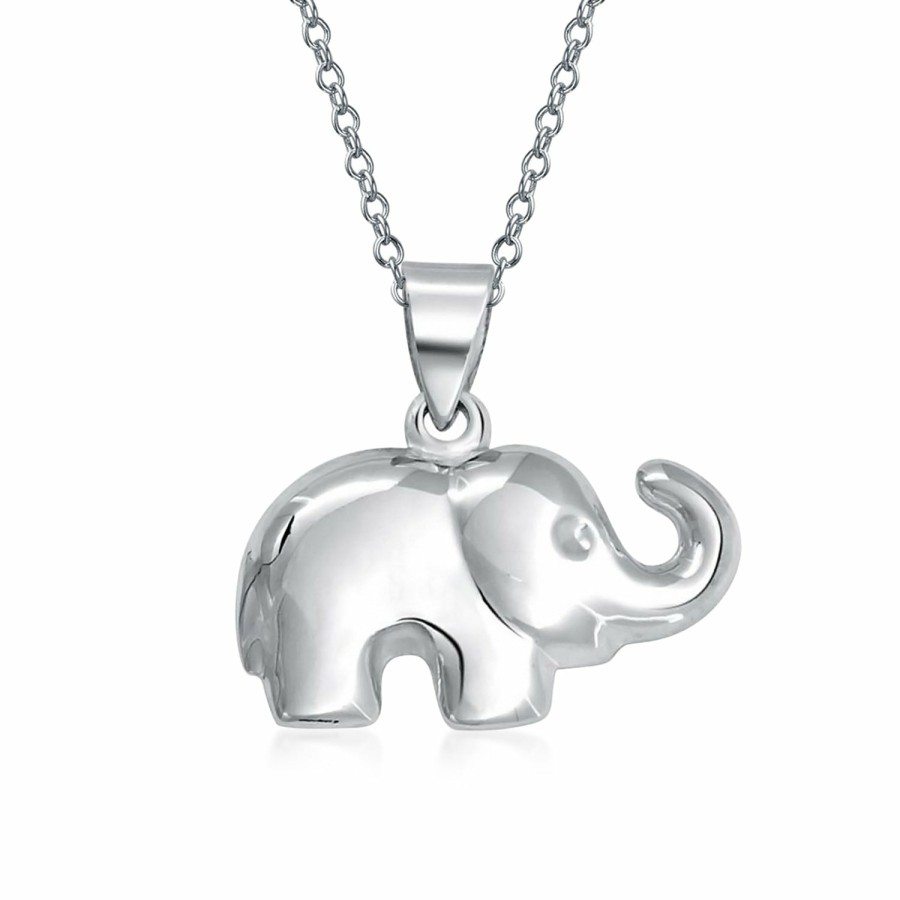 Shop Women Bling Jewelry Delicate Pendant Necklaces | Good Luck Animal Elephant Pendant Station Necklace 925 Sterling