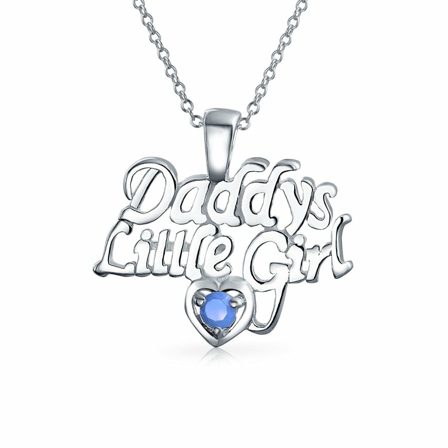 Shop Women Bling Jewelry | Daddys Little Word Blue Created Opal Pendant Necklace Sterling Silver